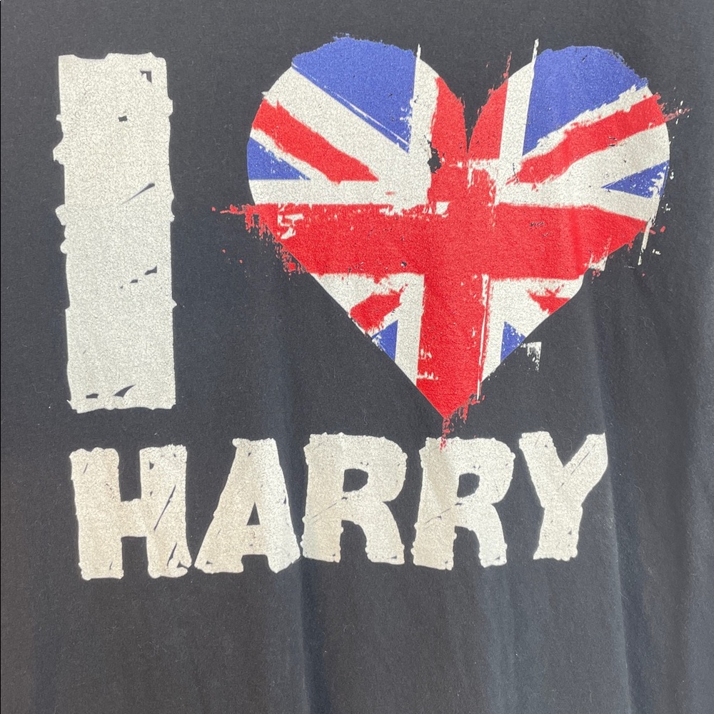 I Heart Harry Union Jack Graphic Tee Black Size XL